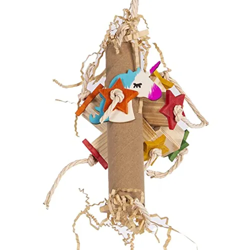 HappyBird | Unicorn Star-Roll | Happy Nature Schredderspielzeug - Sittiche, kleine Papageien, Vogelspielzeug