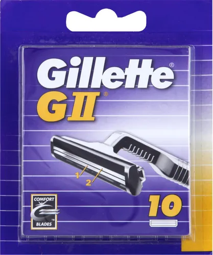 Gillette GII Rasierklingen 10 Stück - Ersatzklingen für eine gründliche und präzise Rasur dank doppelt klingensystem. Ideal für empfindliche Haut, sorgt für ein sauberes Ergebnis ohne Irritationen.