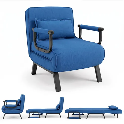 COSTWAY Schlafsessel mit Bettfunktion, 5-stufig verstellbar, blau