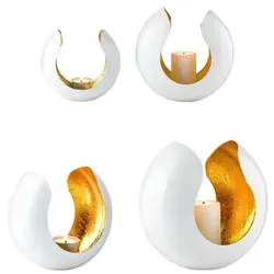 Marrakesch Orient & Mediterran Interior Kerzenständer 2er Set - Elegante handgefertigte Kerzenhalter in Weiß, ideal für eine stilvolle Innenraumdekoration und stimmungsvolle Beleuchtung.