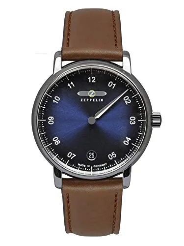 Zeppelin Klassische Uhr 8643-3 - Elegante Armbanduhr für Damen mit dunkelblauem Ziffernblatt, Schweizer Quarz-Uhrwerk und robustem Edelstahl-Gehäuse.
