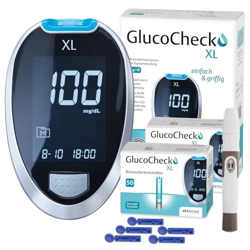 GlucoCheck XL Starter-Set mit 110 Blutzuckerteststreifen