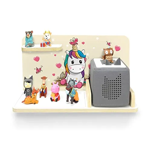 stadtecken® Kinder Regal für Musikbox I Motiv Pony Cool, klein I Geeignet für die Toniebox und ca. 25 Tonies I Geschenkidee I Hörspiel I zum Aufhängen oder Aufstellen (Einhornbaby, klein)