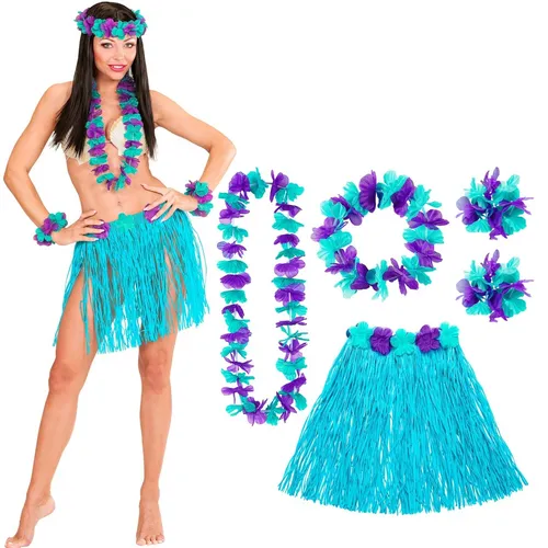 KARNEVAL FASCHING KOSTÜM ZUBEHÖR HAWAII SET BLAU NEU OVP