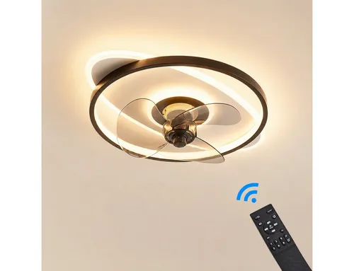 Eurohandisplay LED Pendelleuchte LED Beleuchtung mit Deckenventilator Deckenleuchte mit Fernbedienung, 3355N, Lichtfarbe- und Helligkeit stufenlos einstellbar