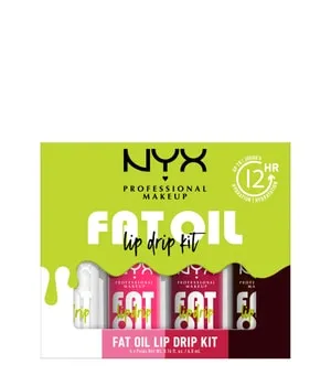 NYX Professional Makeup Fat Oil Lip Drip Kit – 4er Set Lippen Gloss - Lippen Make-up Set mit 4 beliebten Farbtönen: My Main, News Feed, Status Update, Missed Call. Genießen Sie 12 Stunden Feuchtigkeit und ein hochglänzendes Finish mit einer nicht klebrigen Textur!