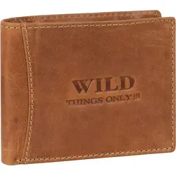 Wild Things Only !!! echt Leder Portemonnaie Geldbörse Herren Querformat Cognac (5453)