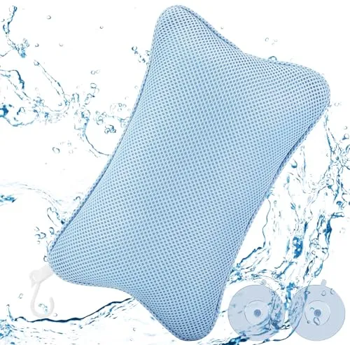 Collazoey Badewannenkissen,Badekissen für Badewanne,mit 2 starken Saugnäpfen,für festen Halt Ergonomisches Spa-Badewannenkissen,Kissen für optimale Nacken Entspannung (Blau)