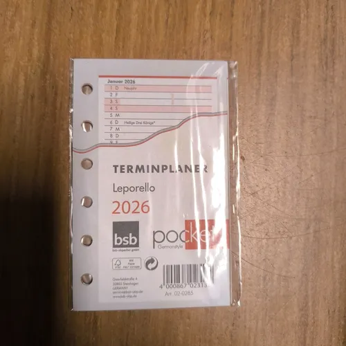 BSB Zeitplaner Pocket Kalendarium Leporello Jahresübersicht 02-0285 2026