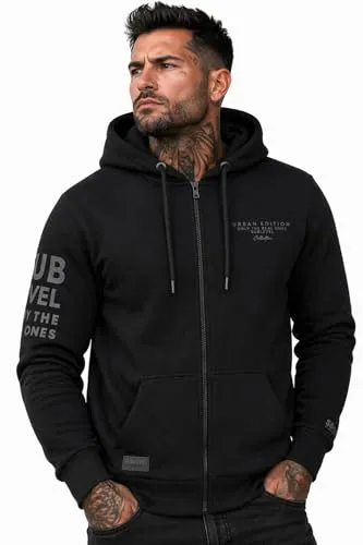 Sublevel Herren Zip Kapuzenpullover NIK Black H10608BC21524A4NO-XXL - Kuscheliger Fleece-Hoody für Herren, ideal für Freizeit und entspannte Momente. Mit praktischer Kapuze und Kängurutasche – perfekt für die kalte Jahreszeit. Pflegeleicht und langlebig, für einen bequemen Alltag.