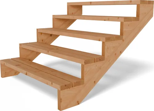 Terrassentreppe aus Lärche Treppe Stufen Wangentreppe Breite Größe: 5-stufig Breite: 120 cm
