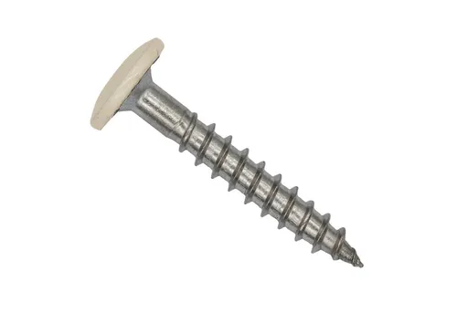 Twistec Fassadenschraube TWISTEC Trespo-Fassadenschrauben 4,8x38mm Cremeweiß RAL 9001 100 St., Edelstahl A2, hohe UV-Beständigkeit