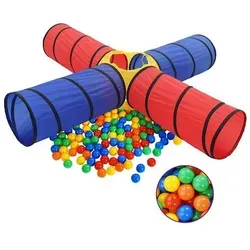 vidaXL Spieltunnel mit 250 Bällen – Mehrfarbig - Bällebad für Kinder, inkl. 250 bunten Bällen und strapazierfähigem, wasserfestem Polyester für drinnen und draußen – ideal für stundenlangen Spielspaß!