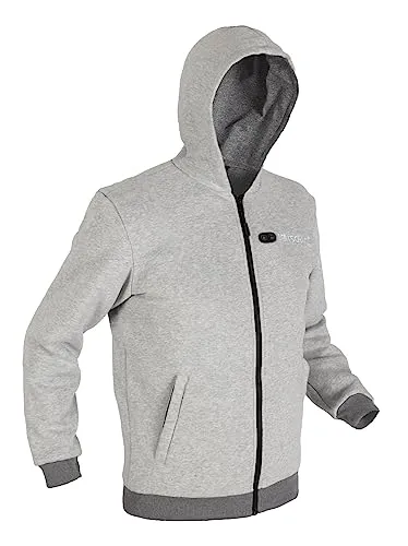 BERTSCHAT Beheizbarer Hoodie Herren – Heizjacke | Heizpullover | Kapuzenjacken mit Powerbank | 10 Heizzonen & 3 Heizstufen | Waschbar | Grau | L
