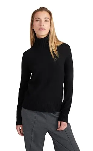 Style & Republic Damen Rollkragenpullover aus 100% Kaschmir, Regular-Passform, stilvoller Premium-Cashmere-Strickpullover für Herbst und Winter, schwarz XS