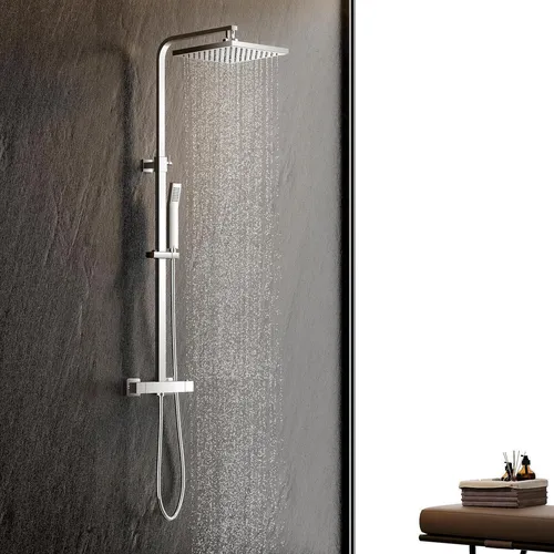 Duschsystem Thermostat Regendusche Chrom Silber verstellbar