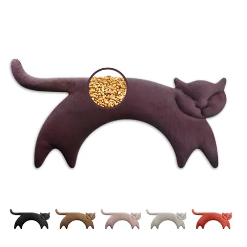 LESCHI Wärmekissen für Mikrowelle - Tier Katze Schwarz - Wärmekissen zur Behandlung von Schmerzen & Fieber, mit 100% Bio-Weizenfüllung für langanhaltende Wärme und ergonomischer Form für hohen Tragekomfort.