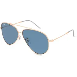 Ray-Ban RBR0101S AVIATOR REVERSE Damen-Sonnenbrille - Sportbrillen mit goldfarbenem Metall-Gestell und blauen Kunststoffgläsern, ideal für stilvolle Auftritte und optimalen UV-Schutz.