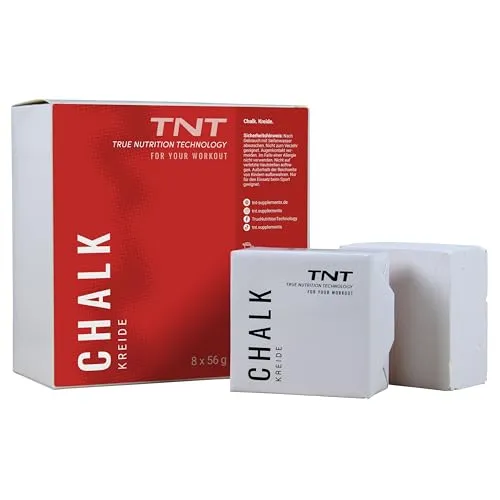 TNT Gym Chalk Block (8x56g) • Magnesium Kreideblock für Crossfit, Kraftsport, Bouldern, Turnen, Klettern, Gewichtheben • Hochreines Magnesiumcarbonat für besseren Grip • Magnesia für Hände