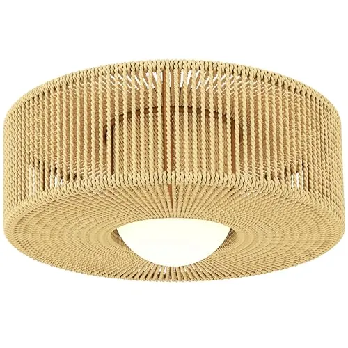 Homcom Deckenlampe Beige, 30 cm – Stilvolle Innenbeleuchtung - Verwandeln Sie Ihr Zuhause mit der stilvollen Homcom Deckenlampe! Der schicke Hanfseilschirm sorgt für ein warmes Licht, während die einfache Montage in unter 30 Minuten die perfekte Wohlfühlatmosphäre schafft.