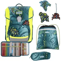 SCOUT Basic Neo Set 4-teilig Action - Schulranzen Set mit reflektierender Oberfläche für Sicherheit, inklusive zwei Mäppchen und Sportbeutel – ideal für den Schulalltag.