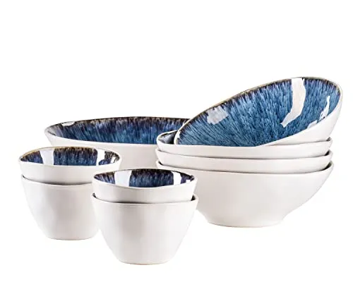 MÄSER Serie Frozen 9-teiliges Bowl Set aus Keramik - Elegantes 9-teiliges Set in Vintage Look, handlasiert und spülmaschinengeeignet – ideal für stilvolle Tischdekoration und vielseitige Verwendung.
