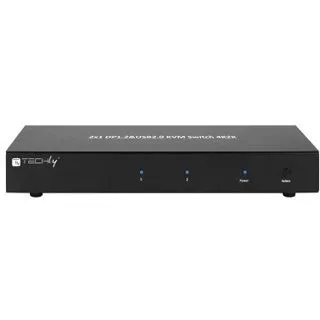 Techly IDATA DP-KVM2 2-Port KVM Switch 4K Ultra HD - KVM Switch für 2 Computer, unterstützt 4K Ultra HD mit einer Auflösung von bis zu 3840x2160 Pixeln und bietet einen praktischen USB-Hub.