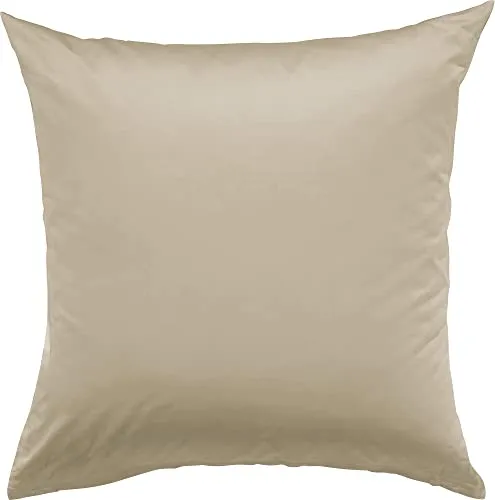 Erwin Müller Kissenhülle, Kissenbezug Mako-Satin Landshut, 100% Baumwolle - seidiger Glanz, mit praktischem Reißverschluss, temperaturausgleichend - Taupe Größe 80x80 cm