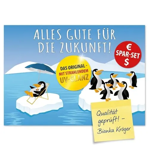 A4 XXL Abschiedskarte KOLLEGEN PINGUIN mit Umschlag
