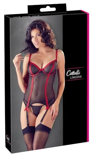 Cottelli Collection Lingerie Strapshemd-Set - 2-teiliges Dessous-Set für Frauen schwarz/rot 203 g S