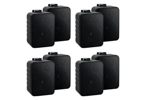 McGrey One Control BK MKIII Lautsprecher Set (8 Stück) Schwarz - Kompakte Lautsprecher für Installation, Studio oder HiFi-Anwendungen, mit 10 Watt RMS Leistung und Wandmontagebügel, ideal für vielseitige Einsatzmöglichkeiten.