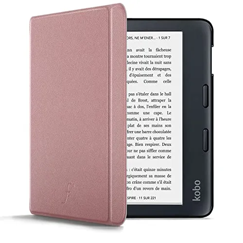 Forefront Cases Hülle für Kobo Libra 2 - Magnetische Schutz-Hülle für Kobo Libra 2 (Modell: 2021) - Dünn und Leicht mit Smart Auto Schlaf/Wach Funktion Tasche - Roségold