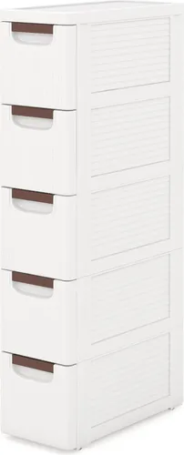 GOPLUS Nischenschrank schmal, Badschrank klein mit Schubladen & Rollen