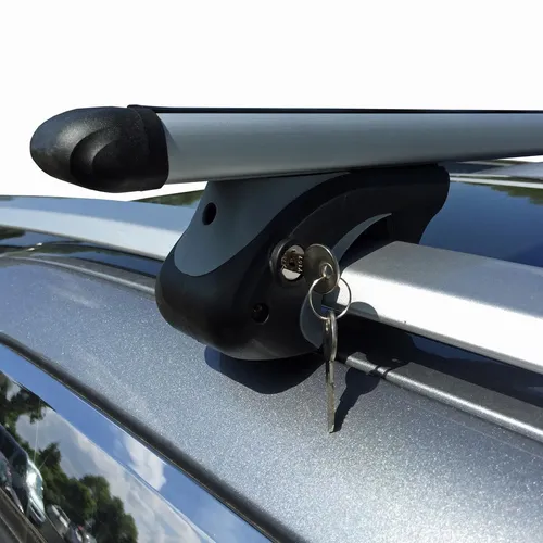 Skibox schwarz VDP JUXT 600 lit + Relingträger Alu für VW Tiguan Cross ab 14