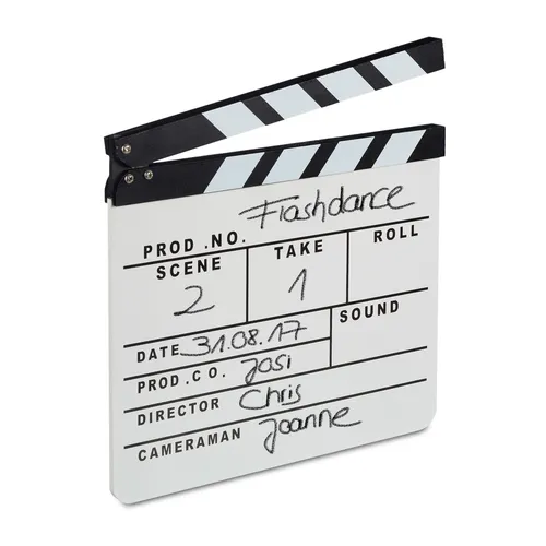 2x Clapperboard Filmklappe zum Beschriften Deko weiß