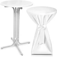 Beautissu Bellini Stehtisch Ø 60cm Weiß mit Premium Husse in weiß von Beautissu