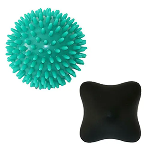 Sporttrend 24® Faszienball 6eckig schwarz + ø 8cm Massageball Igelball | Massage