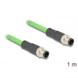 DELOCK 80416 - M12 Kabel D-kodiert, 4 Pin Stecker, 1 m - Ethernet-Verbinder für industrielle Anwendungen, ideal für Maschinensteuerung mit hoher Biegefestigkeit und öl- sowie UV-beständigem PUR-Kabelmantel.