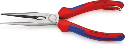 Knipex 26 12 200 T Werkstatt Flachrundzange - Zangen aus Vanadium-Elektrostahl, mit elastischen Präzisionsspitzen für optimale Formstabilität und Schneiden bis 61 HRC – perfekt für präzise Arbeiten in Werkstätten.