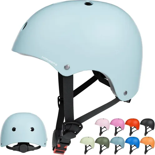 KORIMEFA Kinder Fahrradhelm Skaterhelm verstellbar, 3-13 Jahre, Hellblau