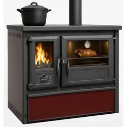 Küchenofen Holzherd Modell Forno - bordeaux - 6 kW - Vielseitiger Holzherd für Kochen und Heizen. Mit großzügigem Edelstahl-Backfach und hoher Effizienz sorgt er für schmackhafte Gerichte und angenehme Wärme. Ideal für den Einsatz ohne Strom.