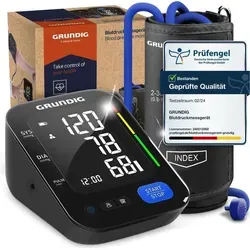 GRUNDIG Blutdruckmessgerät Oberarm - hochpräzise Messung, einfache Bedienung und perfekte Ablesbarkeit, erkennt Herzrhythmusstörungen