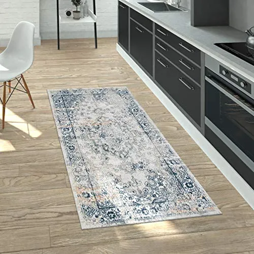 Paco Home Outdoor Teppich Vintage Balkon Terasse, Küchenteppich Flur Läufer versch. Farben u. Größen, Grösse:120x160 cm, Farbe:Blau