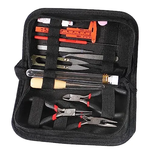 ALMOCN 19-teiliges Schmuckherstellungswerkzeug-Set mit Reißverschluss-Aufbewahrungskoffer für Schmuckherstellung und Schmuckreparatur