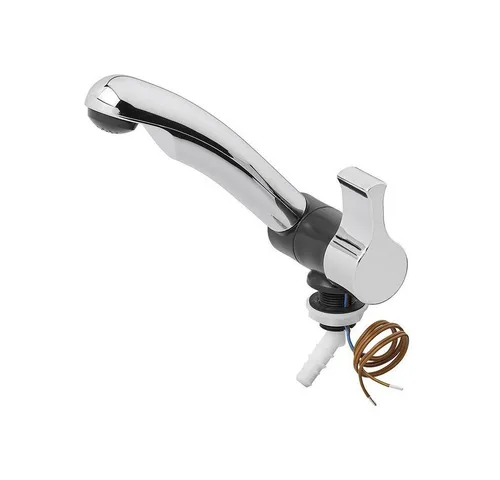 APT Standarmatur Kalt-Wasserhahn Style 2005 12V Ø20 mm – Schwenkbar, Chrom/Schwarz - Ideal für Wohnmobile und Caravans, bietet der Kalt-Wasserhahn Style 2005 eine platzsparende Lösung mit schwenkbarem Auslauf und einfacher Bedienung. Perfekt für enge Räume und vielseitige Anwendungen.