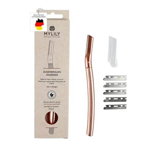 MYLILY Augenbrauenrasierer rosegold | Gesichtsrasierer Frauen | Dermaplaning Gesicht | Augenbrauen Rasierer für Frauen | Face Razor Woman | Augenbrauen Messer