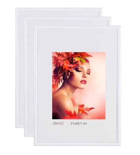 IDEAL TREND 2er 3er 5er Pack Bilderrahmen Kunststoff Lifestyle Foto Rahmen Collage KYOTO: Farbe: 3er Pack Weiss | Format: 21x29.7