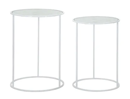 FURNLUX Couchtisch Coppia Weiss 43cm (2tlg.) / Hauptfarbe: Weiß / Abmessungen: 43 x 60 x 43 cm