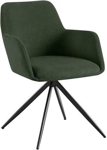 CLP Esszimmerstuhl Olema Cord, 180° drehbarer Sessel - Esszimmerstuhl mit hohem Sitzkomfort, 180° schwenkbar und bis 150 kg belastbar. Modernes Design mit hochwertigem Cordbezug, ideal für Esszimmer und Wohnzimmer.