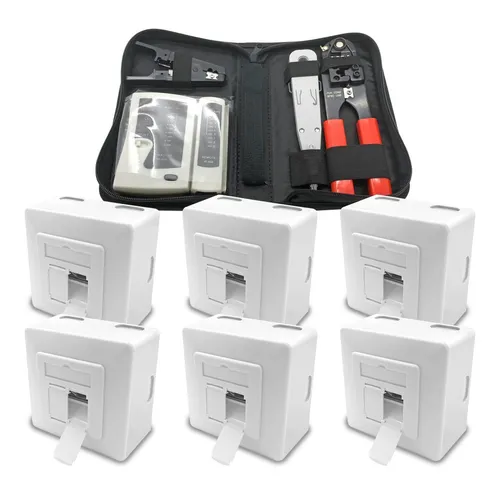 ARLI Netzwerk-Adapter Set mit Crimpzange und Tester - Praktisches Handwerkzeugset für Netzwerkinstallationen, inkl. Crimpzange, Kabeltester und Abisolierer. Alle Werkzeuge sind in einer schützenden Tasche verstaut und sorgen für Ordnung beim Arbeiten.